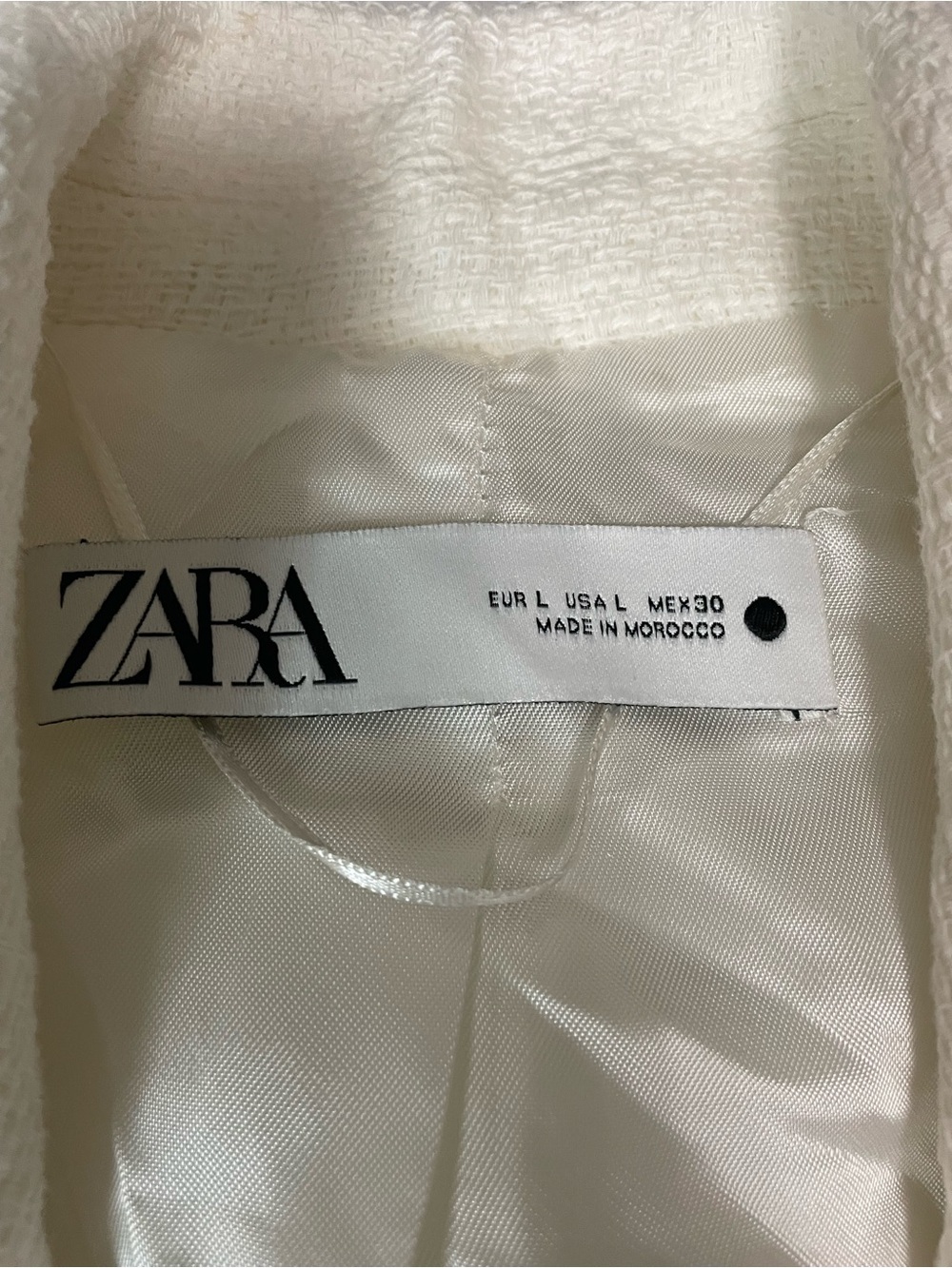 Zara White Tweed Textured Vest Waistcoat Blazer Dress Rhinestone Buttons Size L - Picture 4 of 11